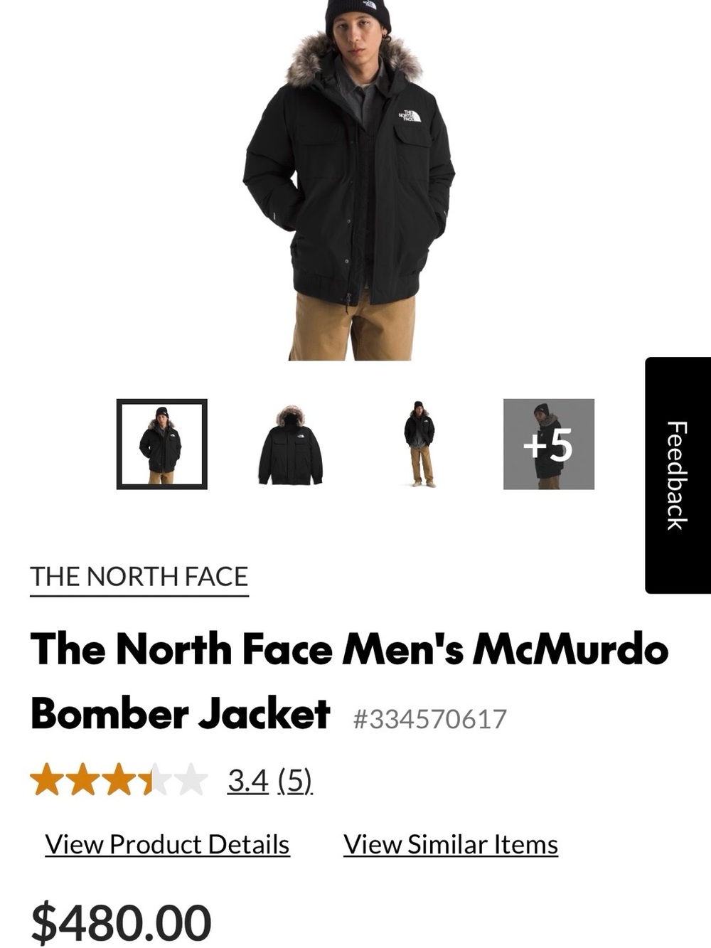 The North Face McMurdo Black Insulated Bomber Jacket with Faux Fur Hood